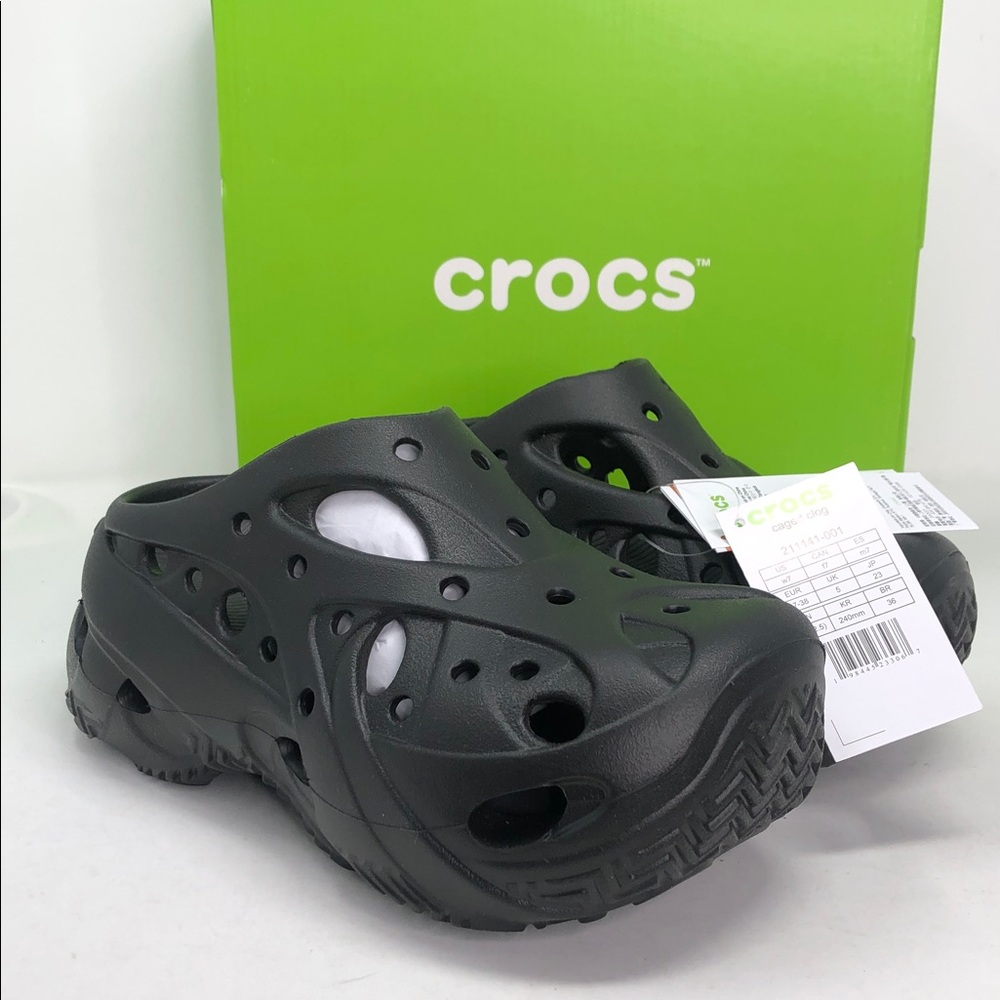 Crocs Caged 211141-001 Women’s Black Slip On Clogs- Size 7 - Picture 3 of 7